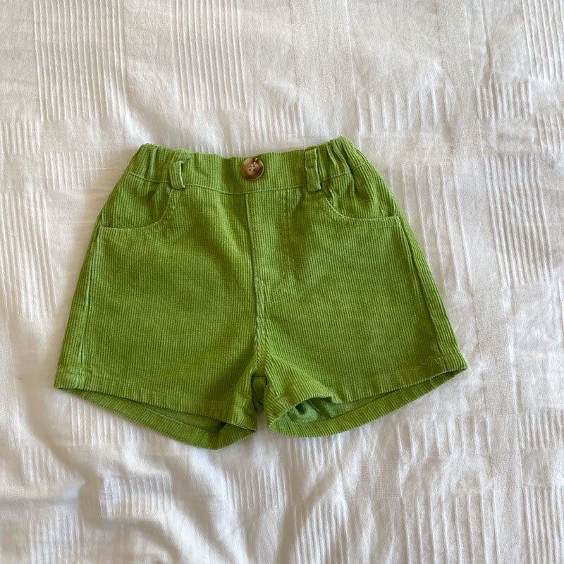 MILANCEL 2022 primavera nuovi vestiti per bambini pantaloncini per ragazze in velluto a coste pantaloncini per ragazzi Casual solidi pantaloni per bambini coreani: green / 3T