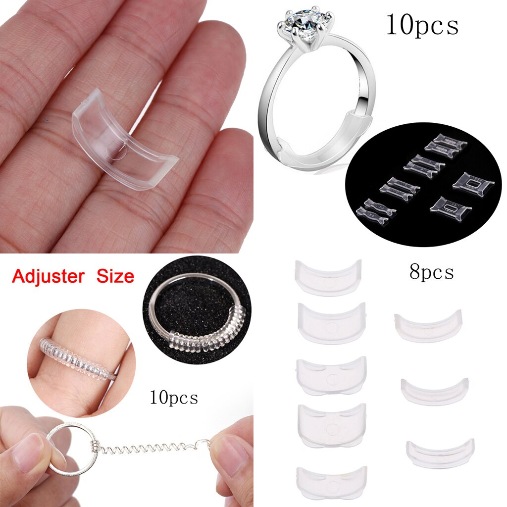 8 stuks onzichtbare ringmaatverkleiner voor dames, geschikt voor 2-10mm ringen