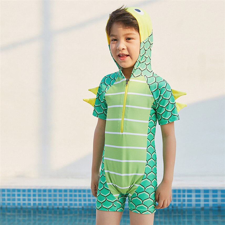 YANGMAILE Kind Baby Jongens 18 M-5 T Dinosaurus Hooded badpak Korte Mouw Zwembad Strand Badmode modis maillot de bain Y *