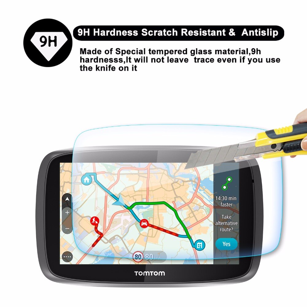 RUIYA screen protector for TomTom Go 600 610 6000 6100 circular 6inch gps navigation touch screen,9H tempered glass protector