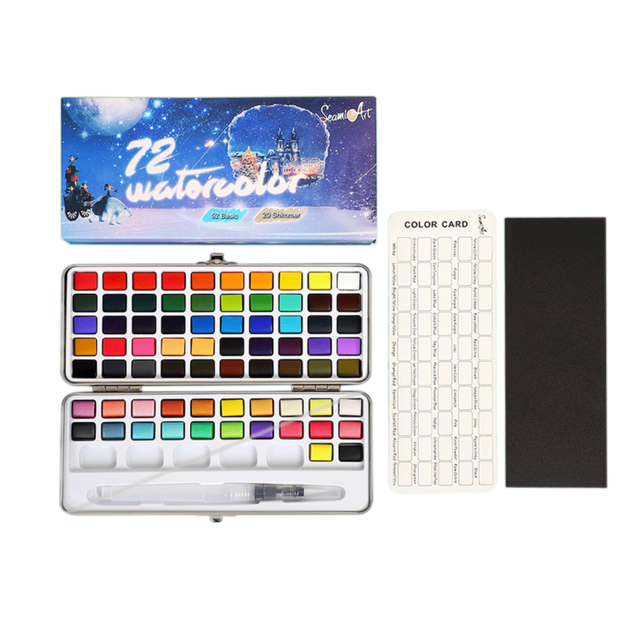 Jianwu ART5 Hoge 50-Kleur Solide Aquarel Verf Doos Draagbare Borstel Pen Olie Verf Artistieke Schilderen Leveringen: 72 colors
