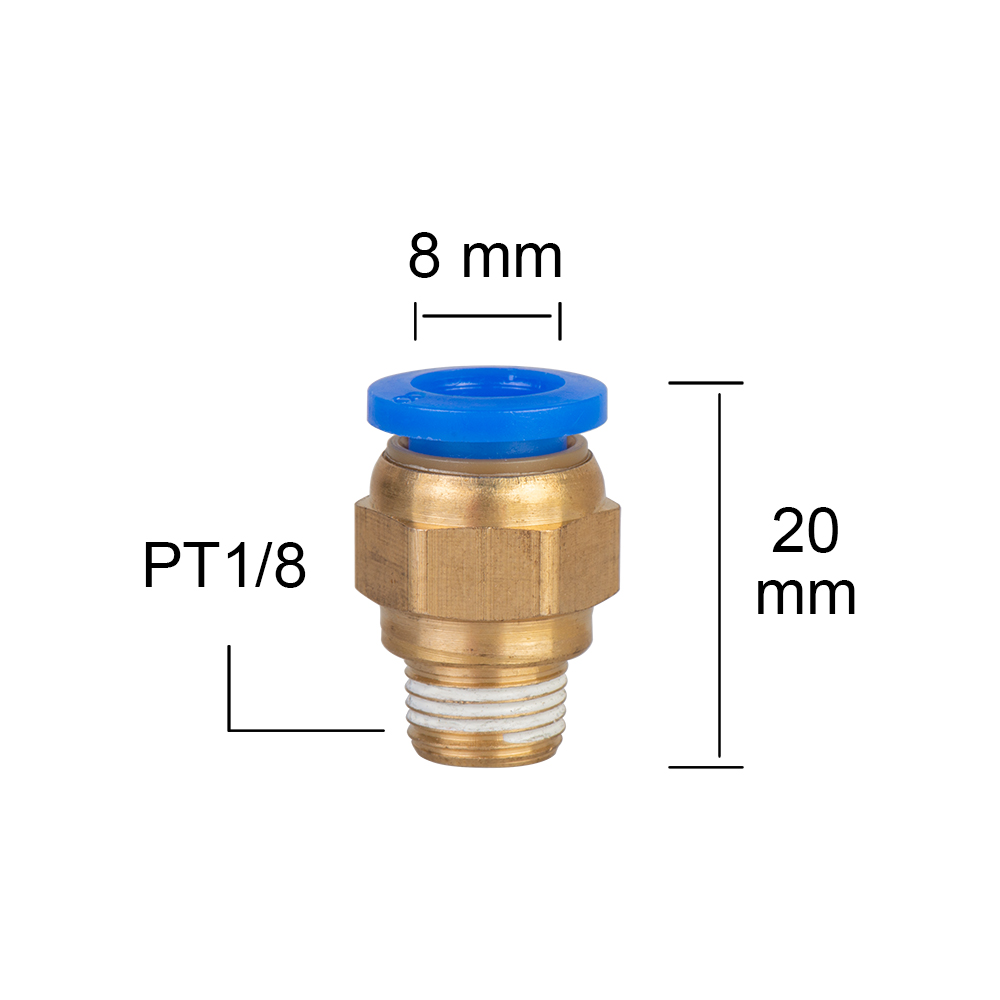 8MM Hose Tube 1/8" 1/4" 1/2" BSP Male Thread Straight Pneumatic Pipe Fitting Push in Quick Hose Connector Fit Tube