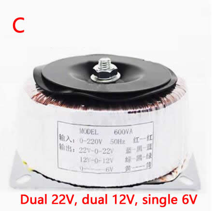 600W Audio Isolatie Toroïdale Transformator Voeding 220V Tot 26V 12V Dual 36V 18V High Power Puur Koperen Ring Runderversterker: Rood