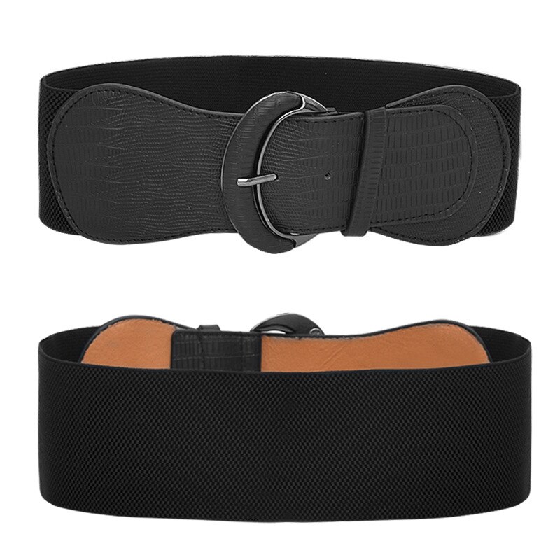 Cinturón elástico de cintura ancha para mujer, cinturón de nailon negro y rojo, corsé con hebilla de gancho