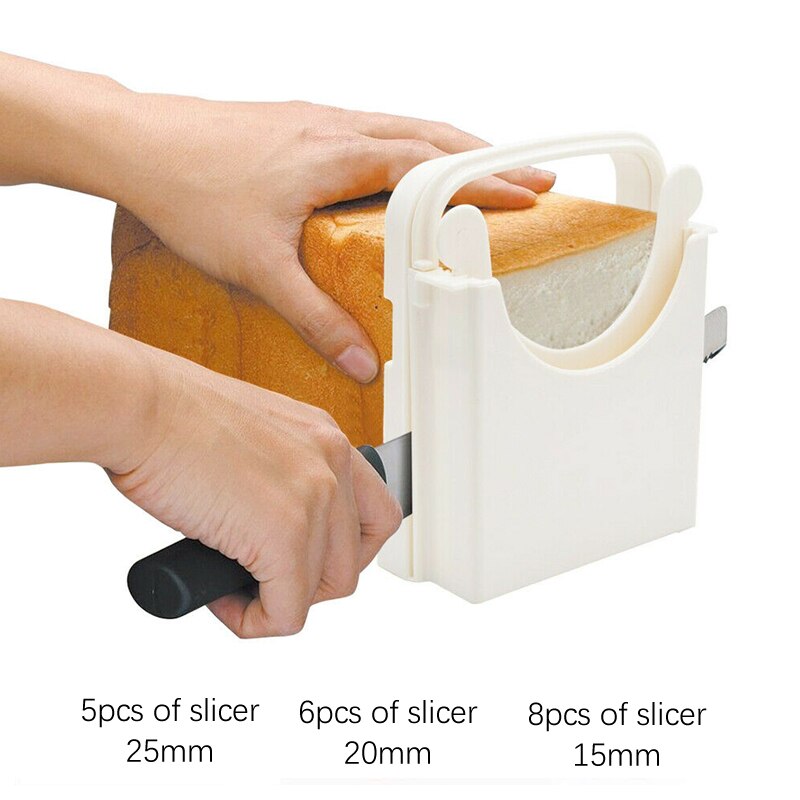 Foldebrødskærer, justerbar brødskæreguide til hjemmebrød, bagel toast brødskærer/skærer, brødskæremaskine, hvid