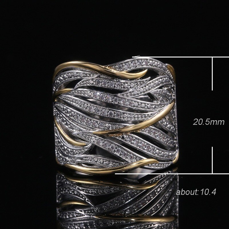 Caoshi Mode Two Tone Brede Ringen Voor Vrouwen Wedding Banquet Party Sieraden Accessoires Fancy Valentijnsdag