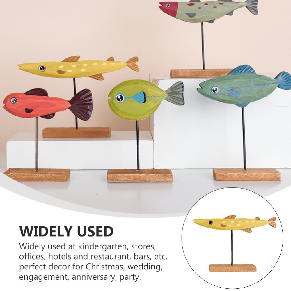 Christmas Fish Decor Cartoon Christmas Ornament Wooden Fish Desktop Adornment