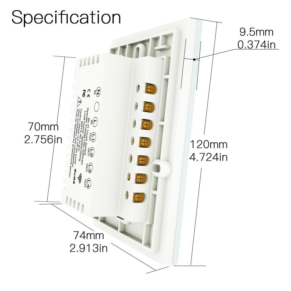 Tuya Wifi Smart Light Switch Us 1/2/3 Gang Touch Panel Muur Schakelaar 110-240V Neutrale Nodig compatibel Met Alexa Google Thuis