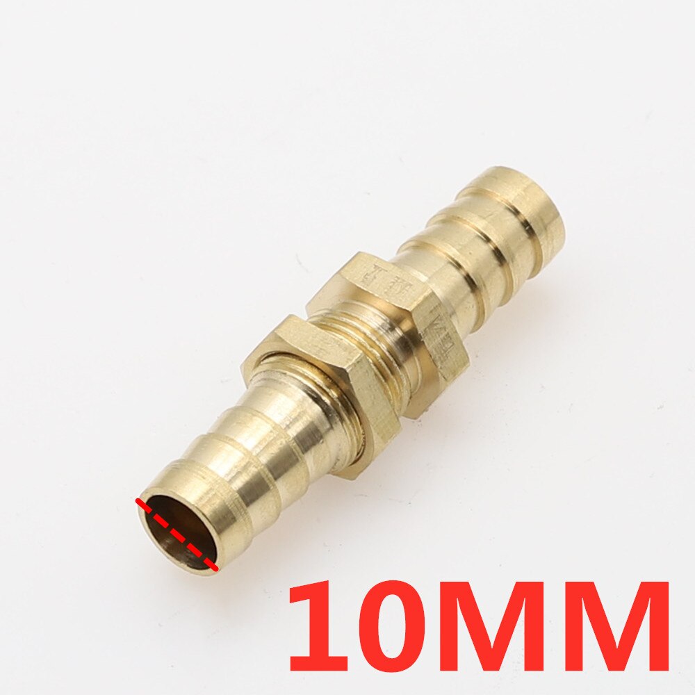Raccord de Tube barbelé en laiton pour cloison 6/810/12/14/16/19mm, adaptateur de connecteur de coupleur de Tube barbelé pour carburant, gaz, eau, cuivre, 1 pièce: 10MM Barb
