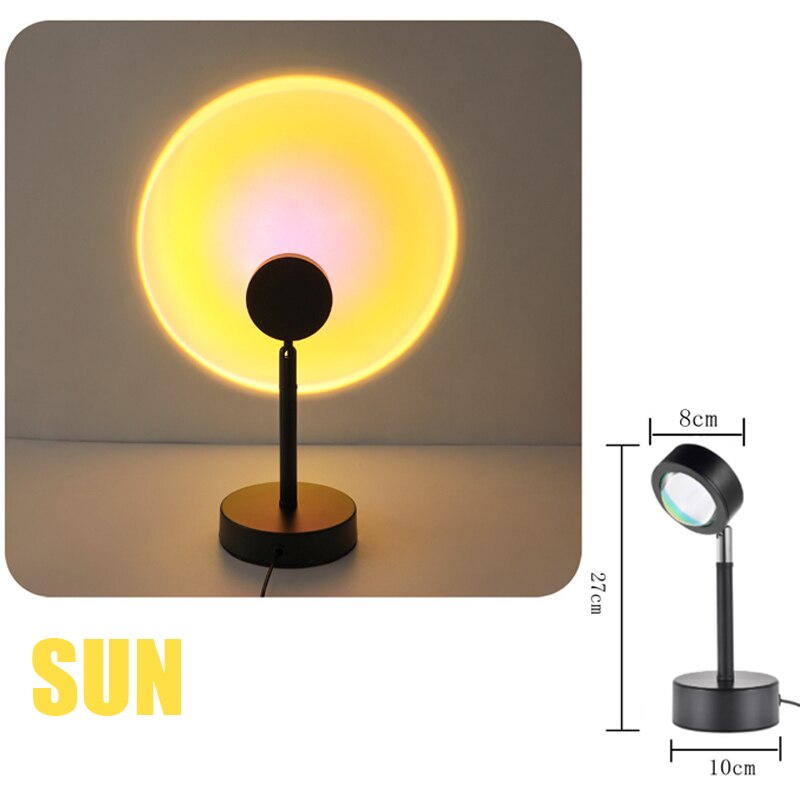 Applique murale à Led avec projecteur de couleur arc-en-ciel et USB, luminaire décoratif d'intérieur, idéal pour un salon ou une chambre à coucher: 8cm Sun