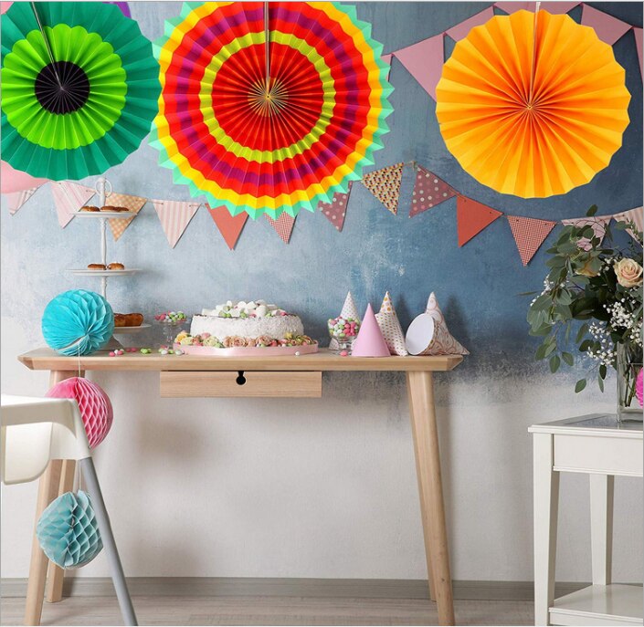 6 unids/lote papel calado Fans flores decoraciones para de cumpleaños chico Souvenirs para el año boda graduación decoración ZXH