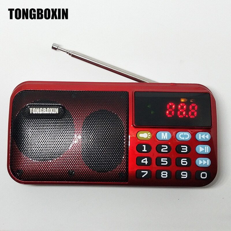 C-803 Support Two 18650 Battery Two TF Card Portable MP3 Radio Speaker Super Bass TF USB FM Player LED Torch 3.5mm Earphone Out