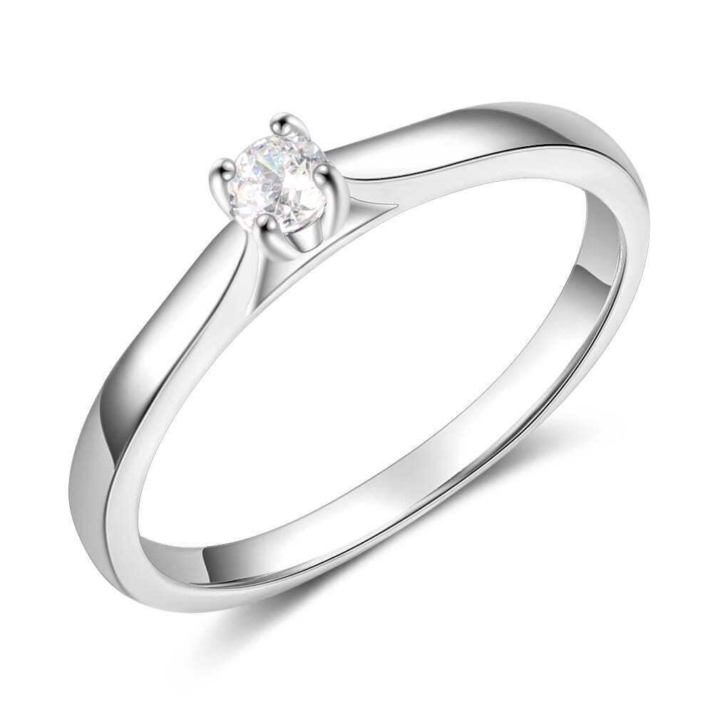 925 anillo de plata esterlina Simple redondo CZ anillo de dedo para mujeres 925 Plata boda compromiso de joyería fina (Lam Hub Fong)