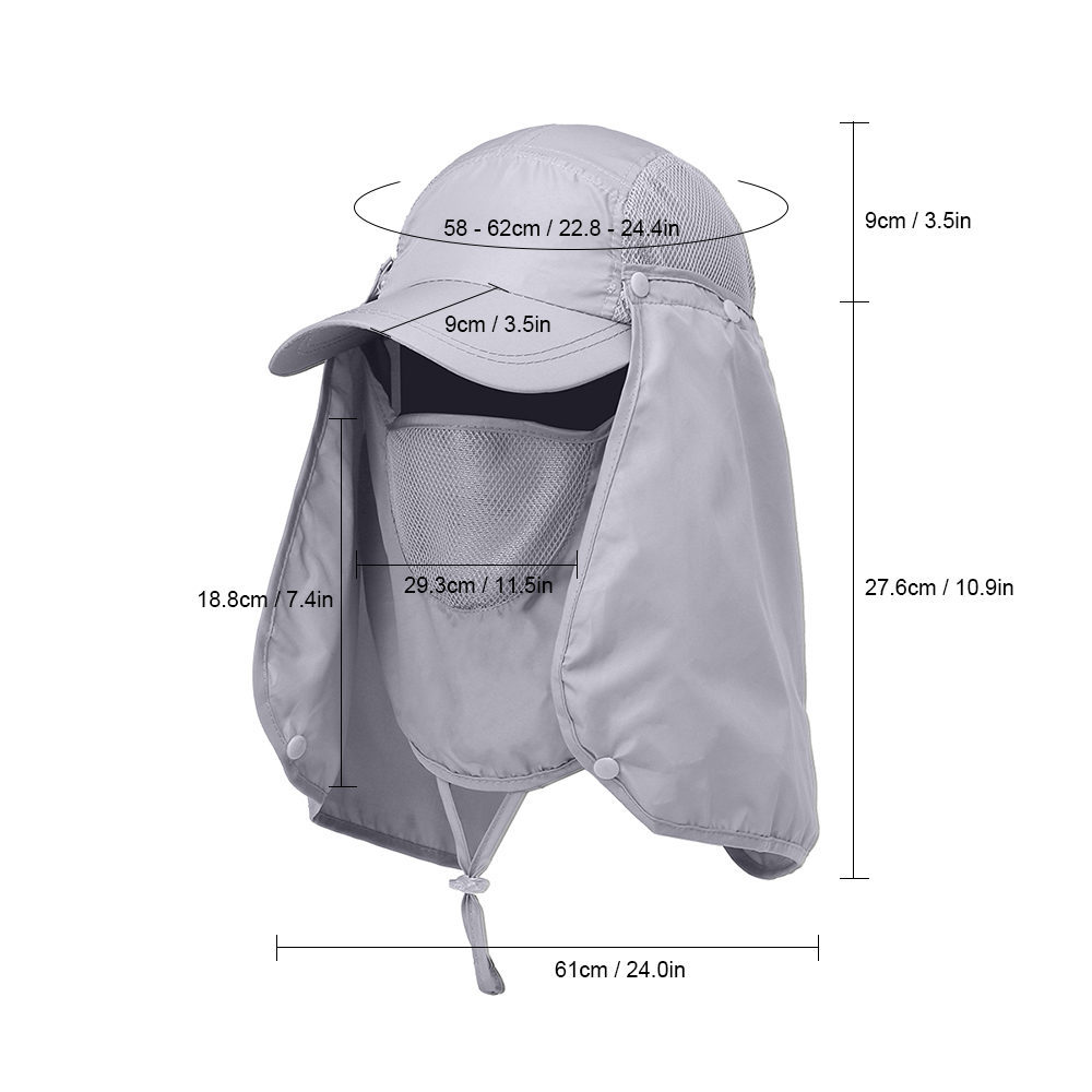 Fishing Hat Outdoor Sport Hiking Visor Hat UV Protection Face Neck Cover Fishing Sun Protection Cap Breathable Quick-drying Hat