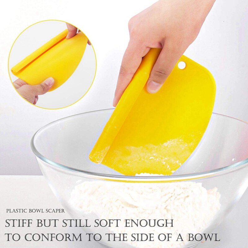 Bench Scraper, Dough Scraper, Pizza Cutter, Multi-Purpose Baking Tools with Measurement,2 in 1 Kitchen Scraper