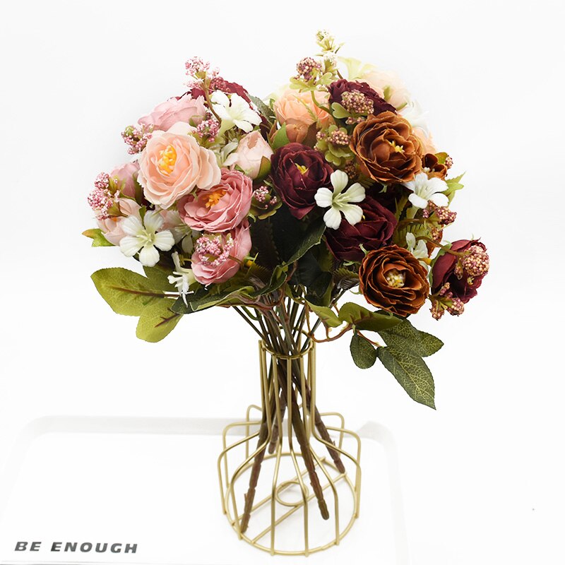 Bouquet de roses artificielles, 5 fourchettes 10 têtes, 1 Bouquet, accessoire de décoration de maison, bricolage, mobilier de salon pour un mariage