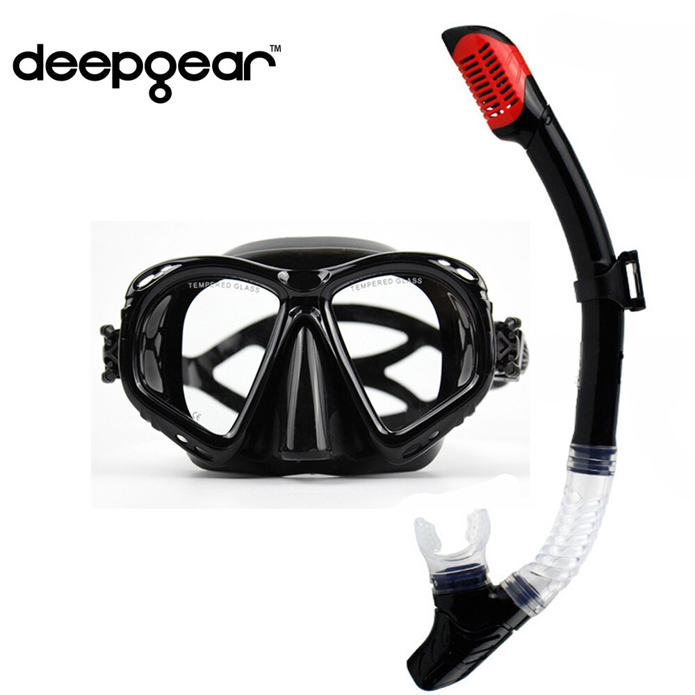 Le plus récent masque de plongée sous-marine myopie et engrenages de plongée masque de plongée en silicone pour adultes avec tuba pour la plongée en apnée et la plongée: Standard Black Set