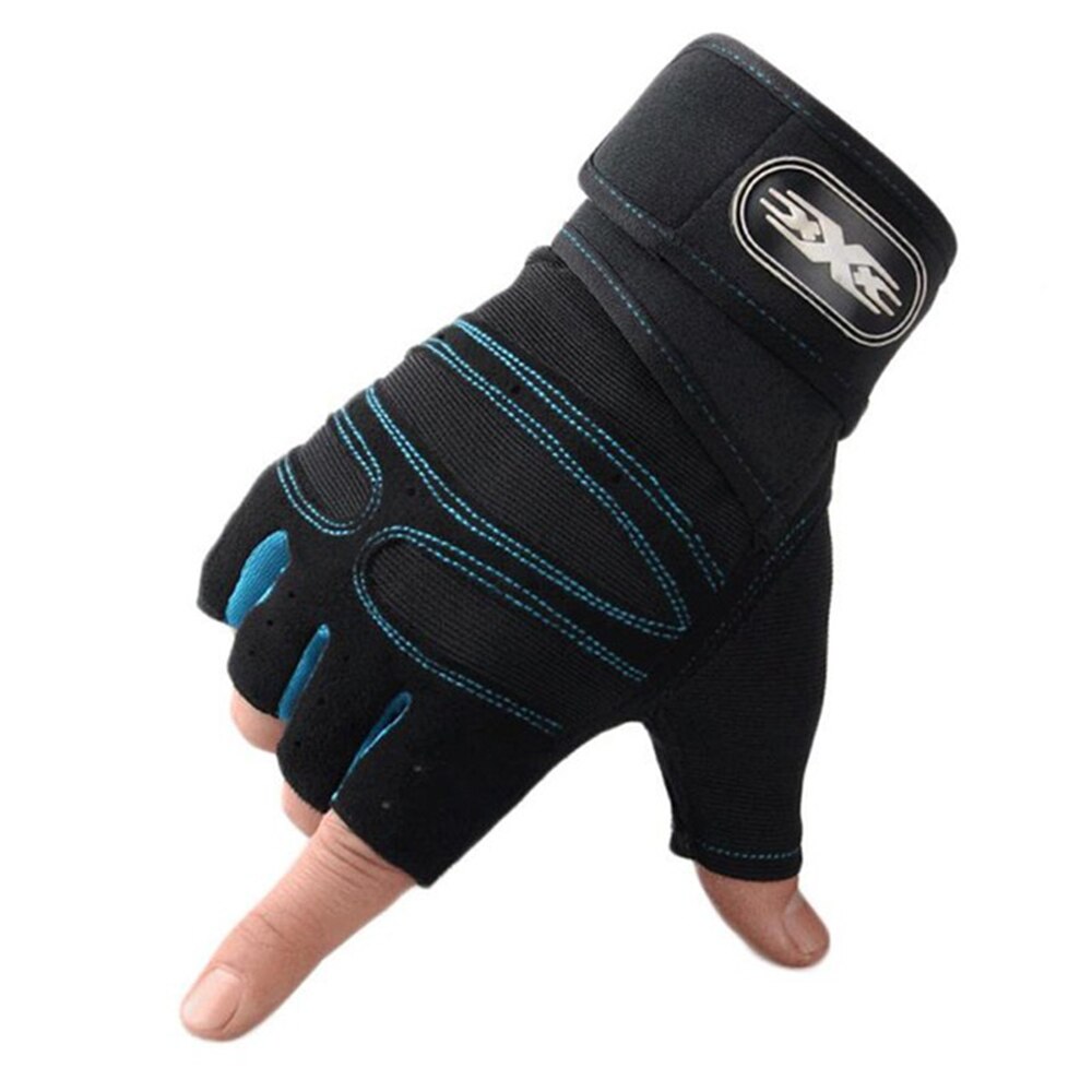 Gym Handschoenen Zwaargewicht Sport Oefening Gewichtheffen Handschoenen Body Building Training Sport Fitness Handschoenen Voor Fiting Fietsen: black blue / L