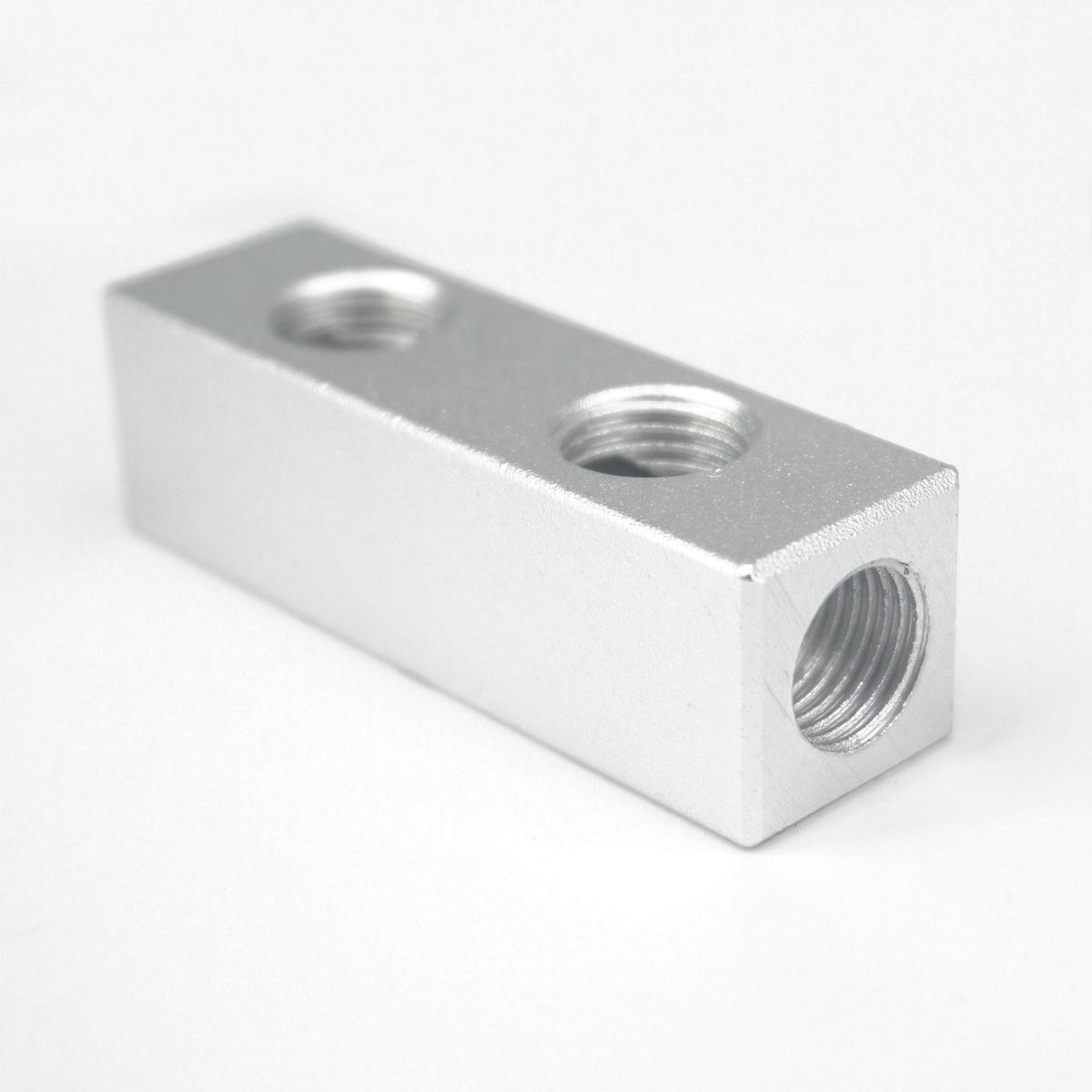 20x20mm 1/4" BSP 2-9 Ways Aluminum Pneumatic Fitting Manifold Block Splitter Air Water Gas Oil: 2 Ways 5 Ports