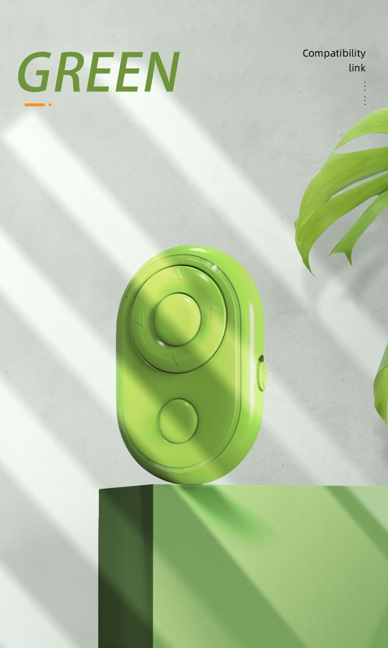Mini Portable Bluetooth Remote Control For Selfie Music E-BOOK Android IOS Control: Green