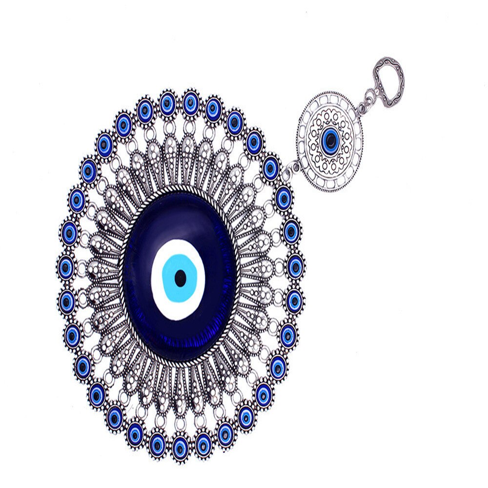 1PC rétro bleu gros yeux turcs Style salon Style européen argent métal maison jardin décoration pendentifs muraux