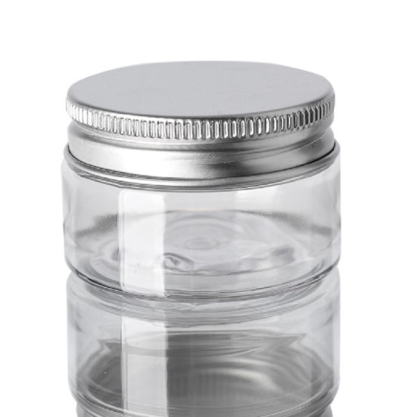 Multi-capacity Make Up Storage Jar Cosmetic Plastic Clear Empty Container Aluminum Lid Small Travel Bottle Makeup Box