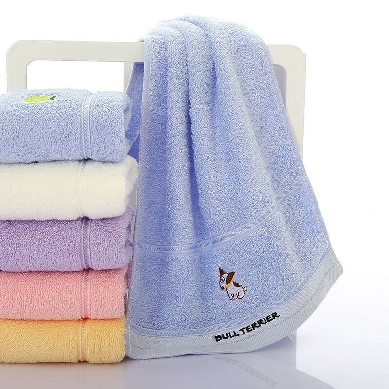 Pure Cotton Children Towel Cartoon Patterns Face Towel Children Wash Small Towel Kindergarten Children Towel Saliva Towel: Blue puppy