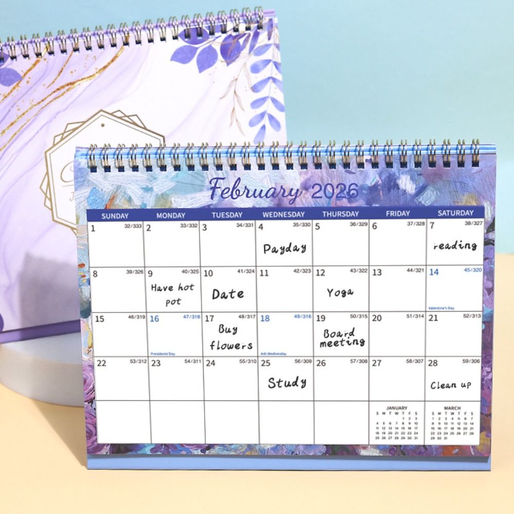 Desktop Calendar Portable Daily Schedule Standing Flip Calendar To Do List Memo Pad Annual Schedule Organizer