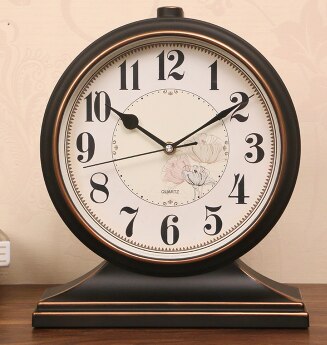 Kantoor Decoratie Desktop Houten Alarm Mute Retro Stilte Slinger Tafel Quartz Klok Night Desk Vintage Klok LY451: Black