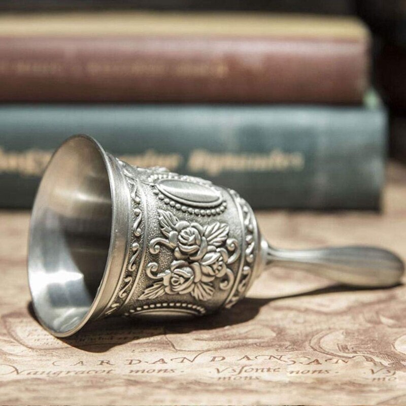 Hand Bel, Metal Tone Ring Alarm Hand Hold Dienst Call Bell Desktop Bel Thee Diner Bel Spel Bel, kerst Bel Zilver