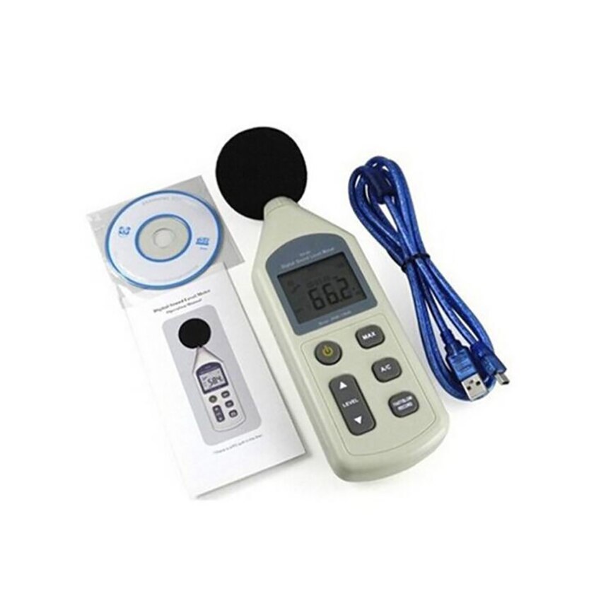 LCD Display Sound Pressure Level Meter Reader, 30-130dBA Range, Max Hold, A/C, Fast/Slow Mode, 7-gear Adjustable Noise Meter