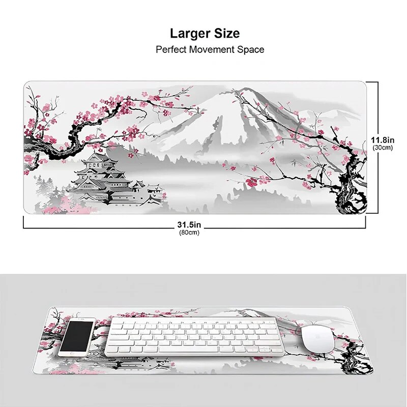 Alfombrilla de ratón Gaming XL Home HD Sakura japonesa flor de cerezo XXL teclado antideslizante alfombra de oficina alfombrilla de ratón para ordenador portátil