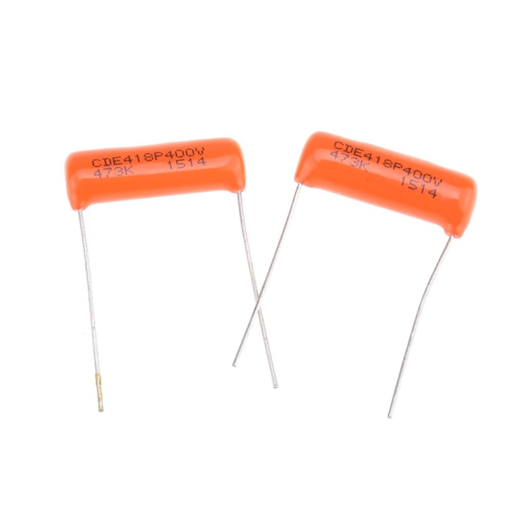Condensadores de caída CDE Sprague Orange Caps .047uF 418P 473K 400V para guitarra o bajo (Juego de 2)