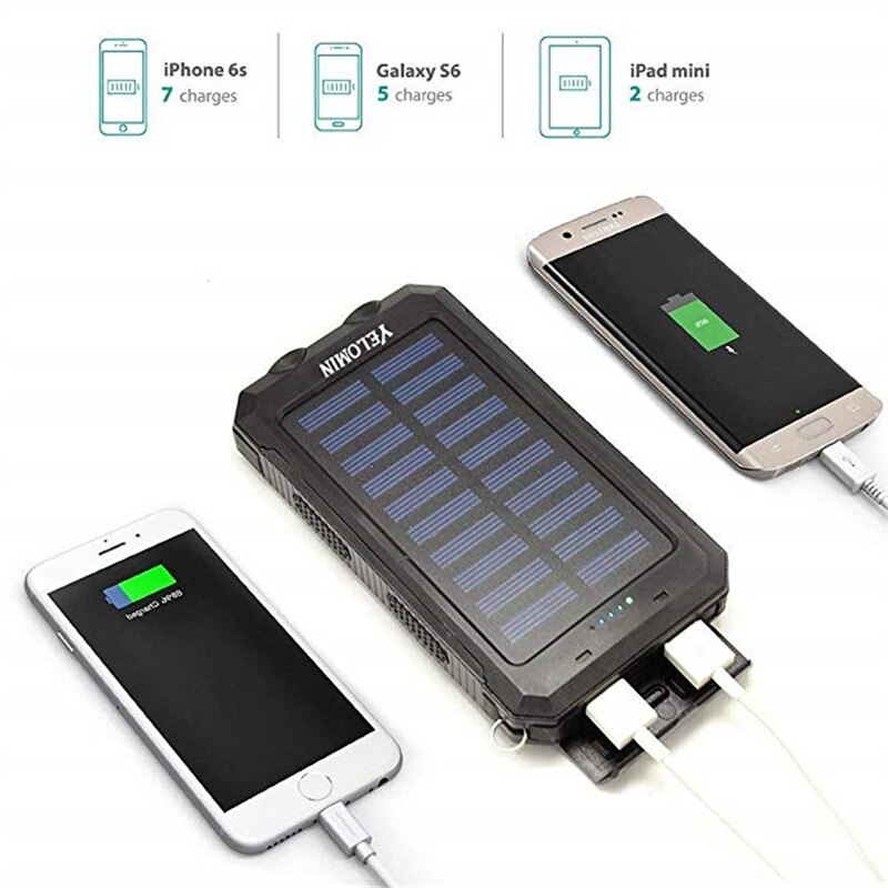 Solar Draagbare Waterdichte Draagbare Power Bank 30000 Mah Voor Alle Slimme Telefoon Batterij Powerbank Snelle Opladen Externe Batterij Led