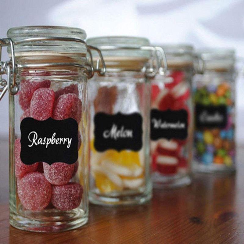 Juego de etiquetas adhesivas para pizarra con pluma de tiza, frascos de botella de comida, contenedor, latas de pizarra, accesorios de cocina, 36 Uds.