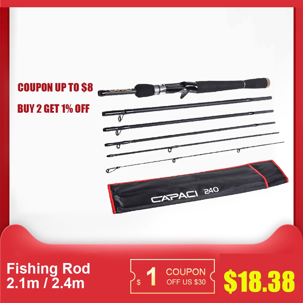 Hengel 2.1m / 2.4m 6 secties carbon spinhengel werphengel handstok opbergzak visgerei koolstofvezel vissen