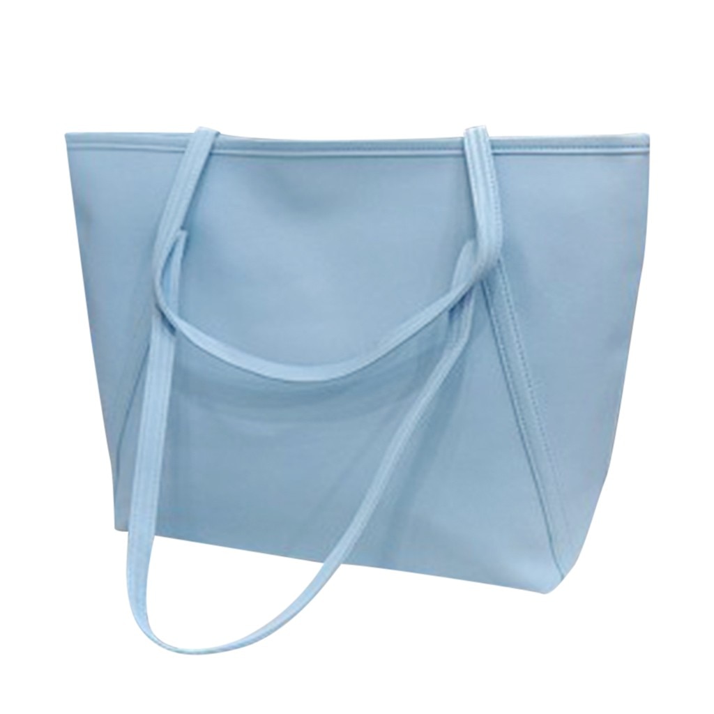 Femmes sacs à main Simple solide en cuir PU concepteur sacs à bandoulière haute capacité été sacs latéraux pour dames directe bolso mujer: Bleu ciel