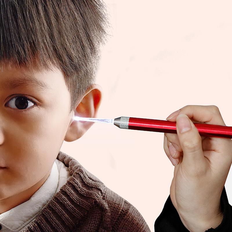 3 färg valfritt led öronvax borttagningsverktyg lätt öronpetare ficklampa barn vuxna med 2 tips öronvårdsverktyg