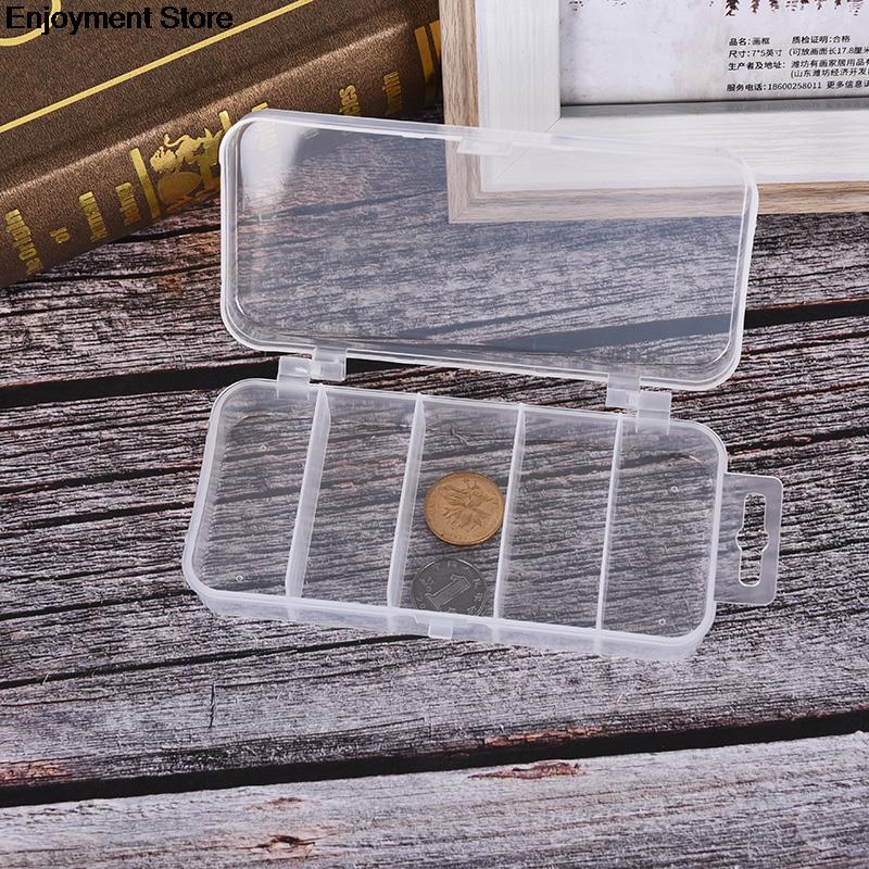 Fishing Tackle Box Bait Lure Hooks Storage Case Fishing Tool Tackle Sorting Box 5 Grid Transparent Connector Collection Tools