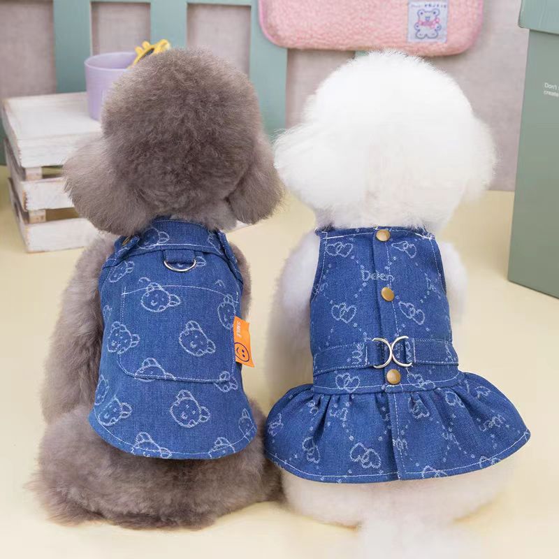 Arnês Denim Para Cães de Raças Pequenas, Menina Colete, Vestuário Princesa, Pet Cats Vestidos, Chihuahua Puppy Animal Jeans, Pano Uniforme