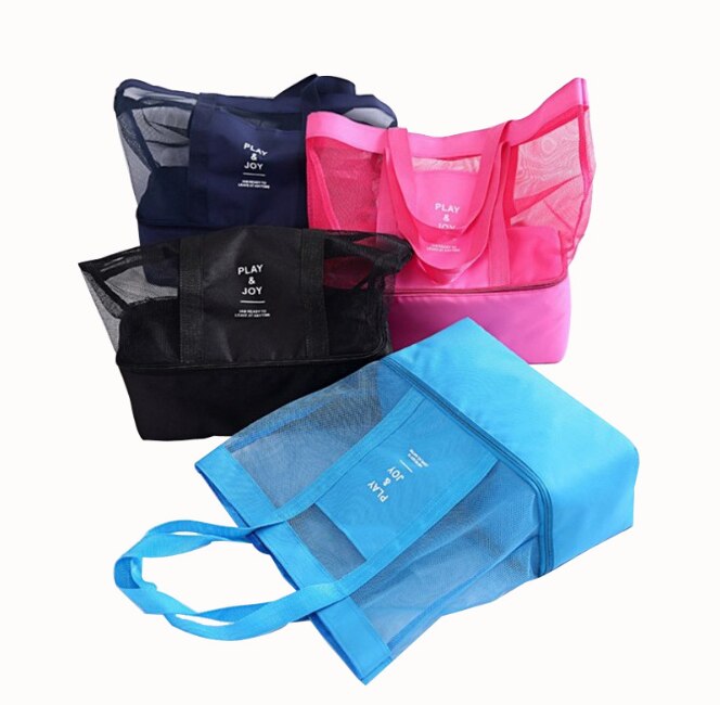 Strand isolatie zak dubbele isolatie pack outdoor picknick tas mesh ijs zak