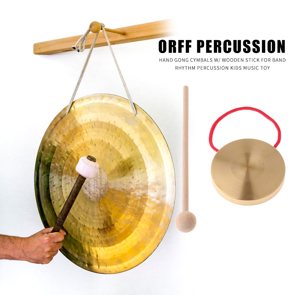 21cm Hand Gong Copper Cymbals with Wooden Stick Percussion Kids Music Toys Traditional Chinese Folk Percussion Instruments