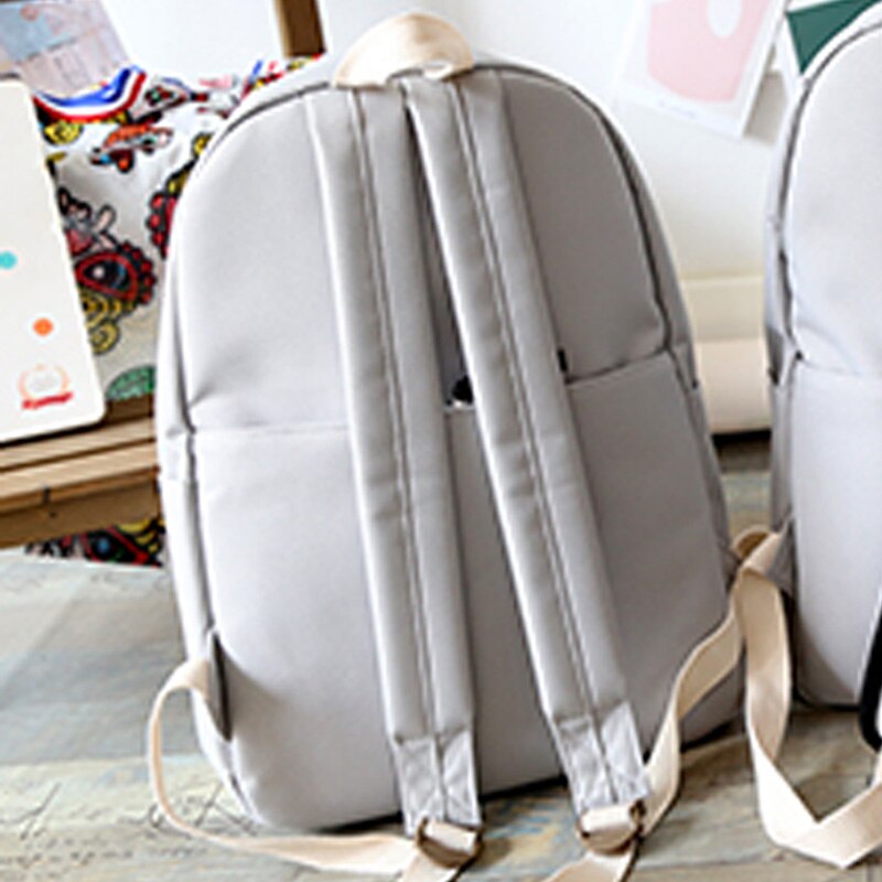 Simple Classic Designe Canvas Women Backpack School Student Book Bag Leisure Travel Young: Grey Middle Oxford