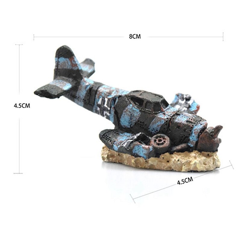 Aquarium decoratie vliegtuigruïne ornament reptiel vis schuilplaats grot decoratie aquarium aquarium hars decoratie n  #86