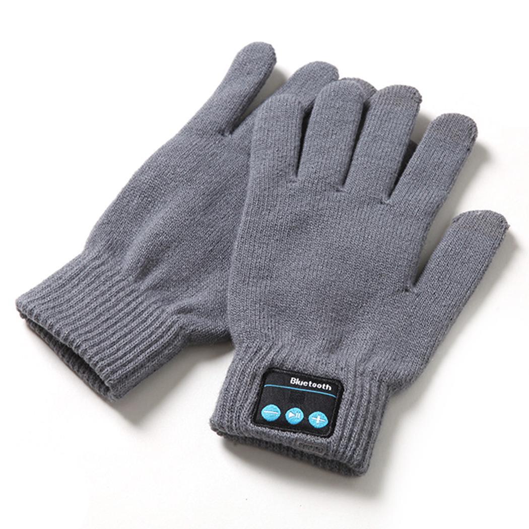 V4.2 Drahtlose Bluetooth Handschuhe Headset Anruf Musik Gestrickte paar Touchscreen 75g Handschuhe: grau