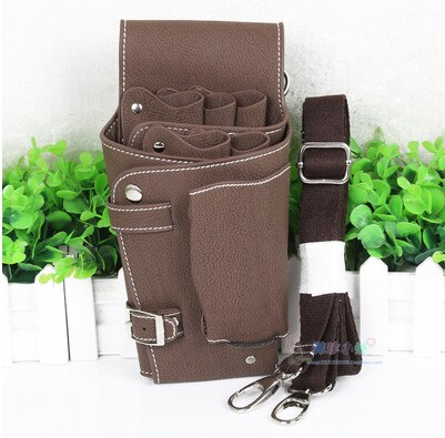 Sac en cuir PU pour coiffeur et barbier, étui à Clips pour ciseaux de coiffure, étui avec ceinture d'épaule à la taille: Kaki