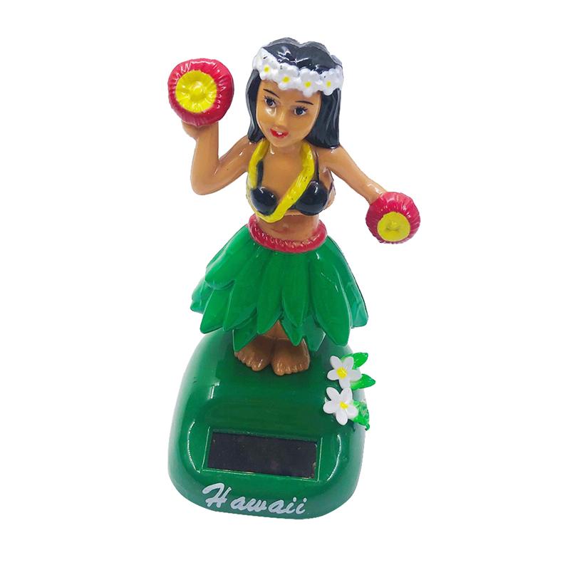 Hula Girl – poupée solaire hawaïenne pour filles, ornements de voiture créatifs, de dessin animé: F024-Green Type B