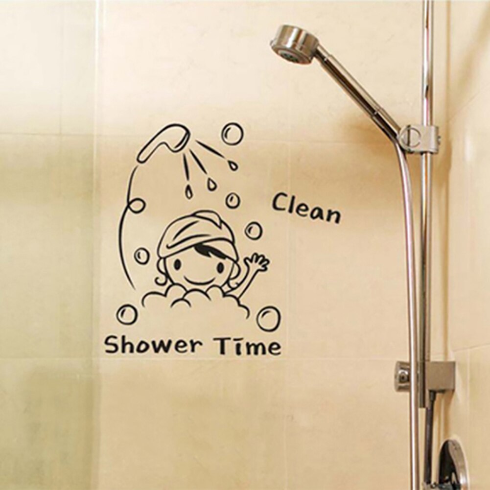 Removable Cartoon Tooth Brush Teeth bathroom glass wash toilet tile personality bath brushing wall sticker Art Decoration