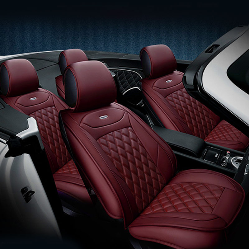 Funda de polipiel para asiento de coche, cojín de asiento de fila delantera, Protector de asiento envolvente Universal para Sedán, SUV, camioneta