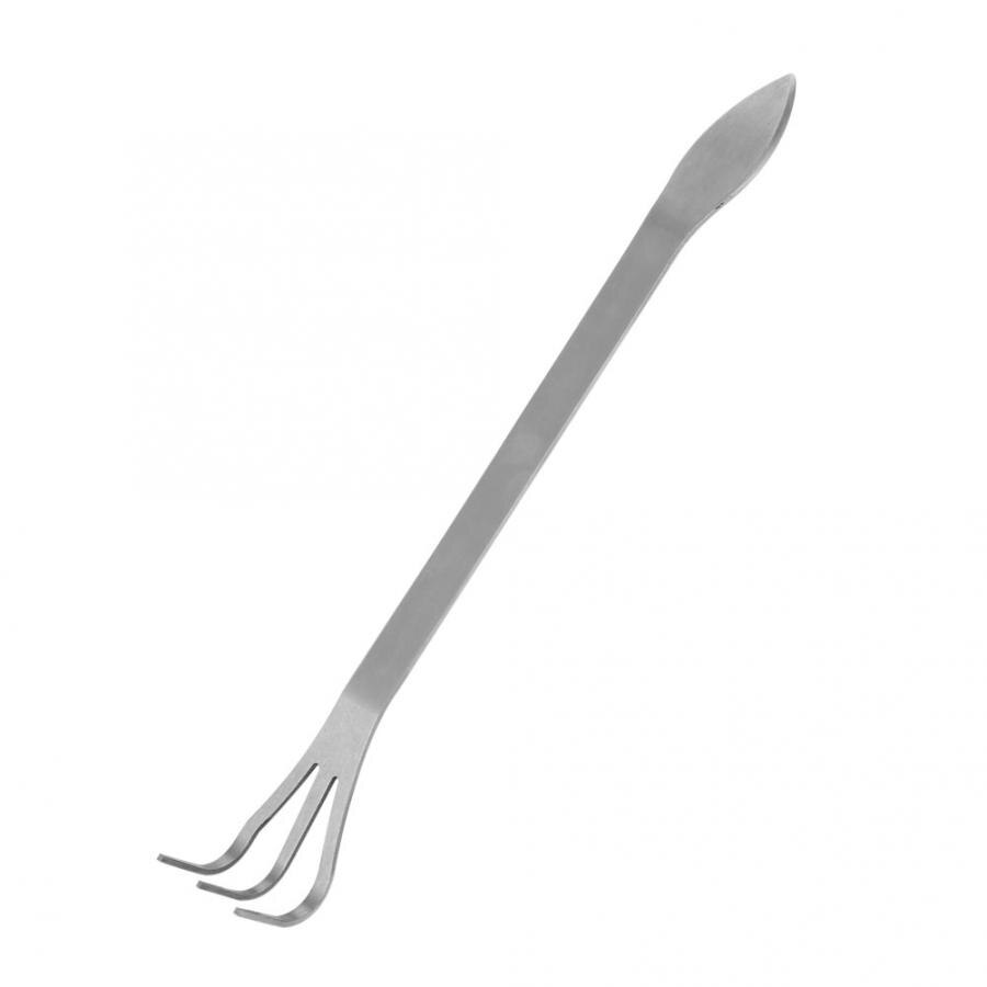 Stainless Steel Root Rake 3-Prong Loosen Soil Rake Spatula Bonsai Tree Tool Flower Plant Gardening Tool With Ergonomic Handle